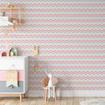 Papel de Parede Adesivo Chevron Rosa e Cinza 
