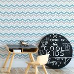 Papel de Parede Chevron Simples (Azul e Cinza)