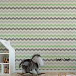 Papel de Parede Chevron Simples (Verde e Cinza)