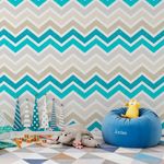 Papel de Parede Chevron Azul Turquesa