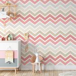 Papel de Parede Chevron Rosa Manchado 
