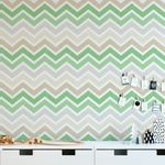 Papel de Parede Chevron Manchado Verde 