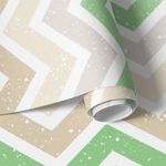 Papel de Parede Chevron Manchado Verde 