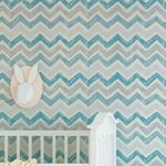 Papel de Parede Chevron Giz Azul