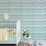 Papel de Parede Chevron Giz Azul