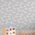 Papel de Parede Infantil Nuvens Brancas com Rosa