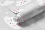 Papel de Parede Infantil Nuvens Brancas com Rosa