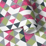 Papel de Parede Triângulos Rosa e Verde