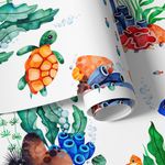 Papel de Parede Infantil Tartarugas e Peixes (Fundo do Mar)