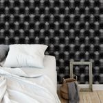 Papel de Parede Estofado Preto