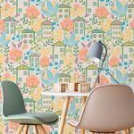 Papel de Parede Casinhas com Flores