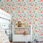 Papel de Parede Cactos e Flores Coloridos