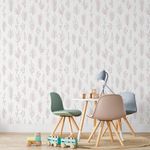 Papel de Parede Galhos Rosas com Fundo Branco