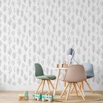Papel de Parede Galhos Cinza e Branco