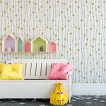 Papel de Parede Linhas e Bolinhas Amarelas