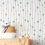 Papel de Parede Linhas e Bolinhas Verde