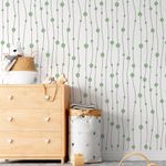 Papel de Parede Linhas e Bolinhas Verde