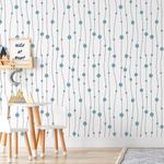 Papel de Parede Linhas e Bolinhas Azul