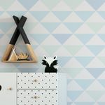 Papel de Parede Triângulos Tons de Azul e Verde
