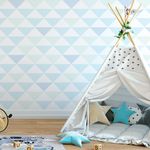 Papel de Parede Triângulos Tons de Azul e Verde