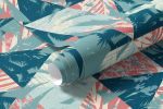 Papel de Parede Triângulos com Coqueiros Abstratos