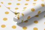 Papel de Parede Branco com Poá Amarelo