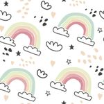 Papel de Parede Infantil Nuvens e Arco-íris Delicados