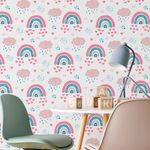 Papel de Parede Infantil Arco-íris Rosa Delicados
