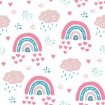 Papel de Parede Infantil Arco-íris Rosa Delicados
