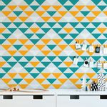 Papel de Parede Triângulos Azul e Amarelo