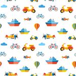 Papel de Parede Infantil Barcos, Aviões, Motos e Bicicletas