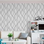 Papel de Parede Linhas Onduladas (Cinza Claro)
