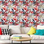 Papel de Parede Flores Vermelhas Tropicais