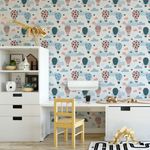 Papel de Parede Infantil Balões e Nuvens Fofas