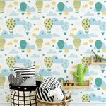 Papel de Parede Balões e Nuvens (Verde e Azul) 
