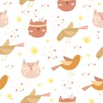 Papel de Parede Pássaros e Gatos