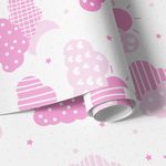 Papel de Parede Estrelas e Nuvens (Rosa)