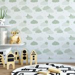 Papel de Parede Estrelas e Nuvens (Verde)