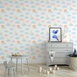 Papel de Parede Infantil com Nuvens Coloridas