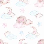 Papel de Parede Infantil com Nuvens com Luas
