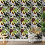 Papel de Parede Folhas Tropicais Pássaros