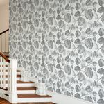 Papel de Parede Folhas Tropicais (Cinza)