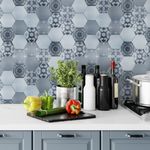 Papel de Parede Azulejos Hexagonal Azul