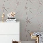 Papel de Parede Cinza com Listras Rose