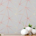 Papel de Parede Cinza com Listras Metálicas