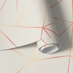 Papel de Parede Linhas Geométricas Gold Fundo Bege