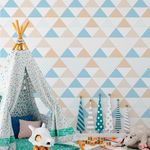 Papel de Parede Triângulos Azul com Bege