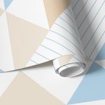 Papel de Parede Triângulos Azul com Bege