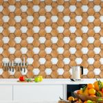 Papel de Parede hexágono de Madeira com Branco