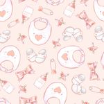Papel de Parede Infantil Itens Rosas de Bebê